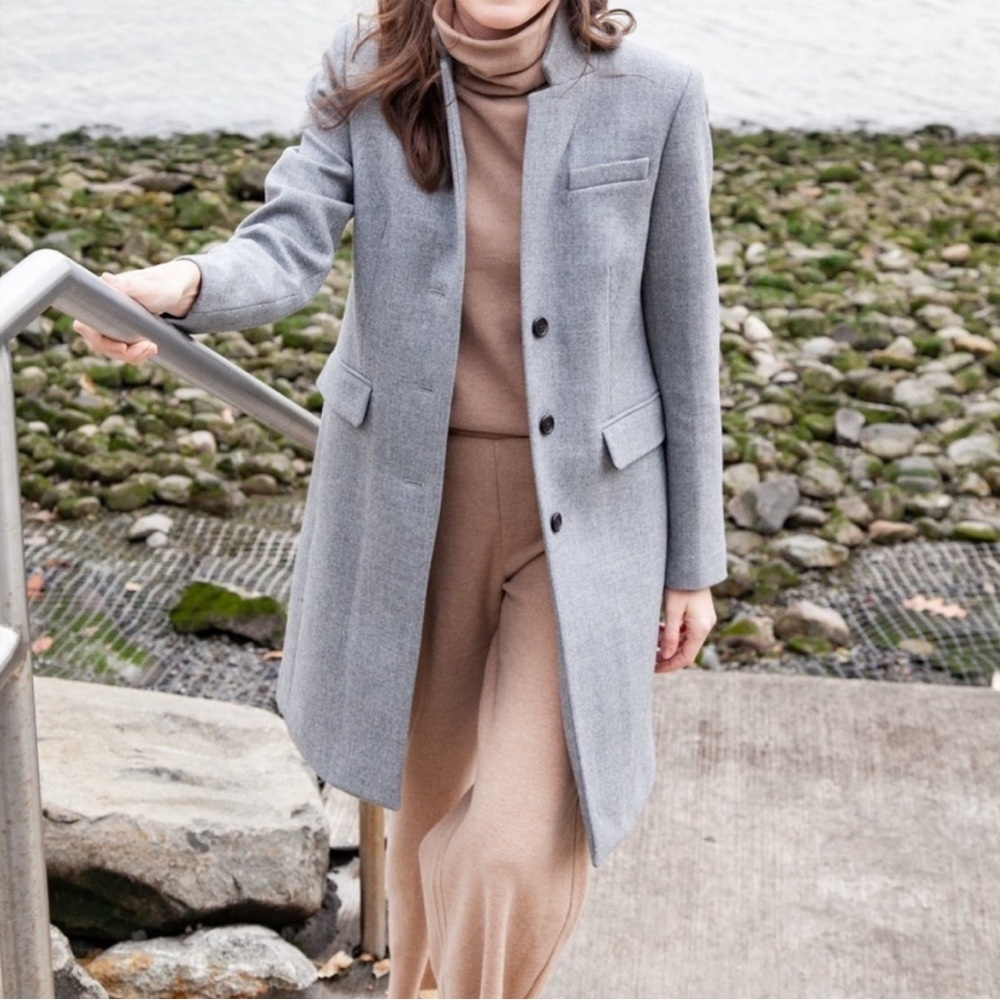 J. Crew Regent Top Coat Trench In Heather Graphite Gray Size 8